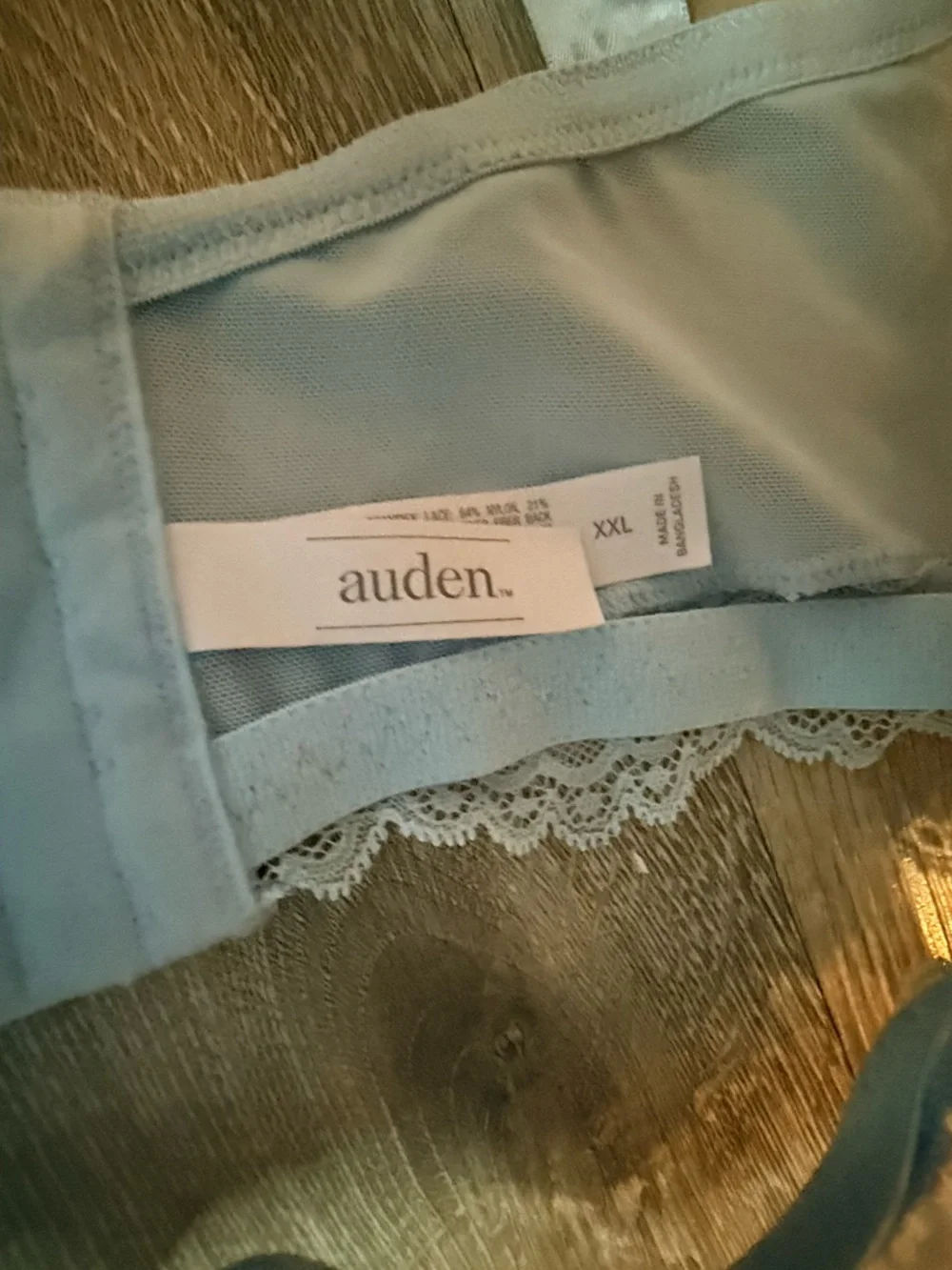 Light Blue Floral Lace Balconette Bra with Ribbon Straps - Picture 7 of 11